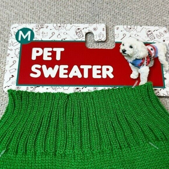 Falalala Lots of Dogs Pet Christmas Holiday Sweater NWT Size Medium Green Puppy - Picture 4 of 9